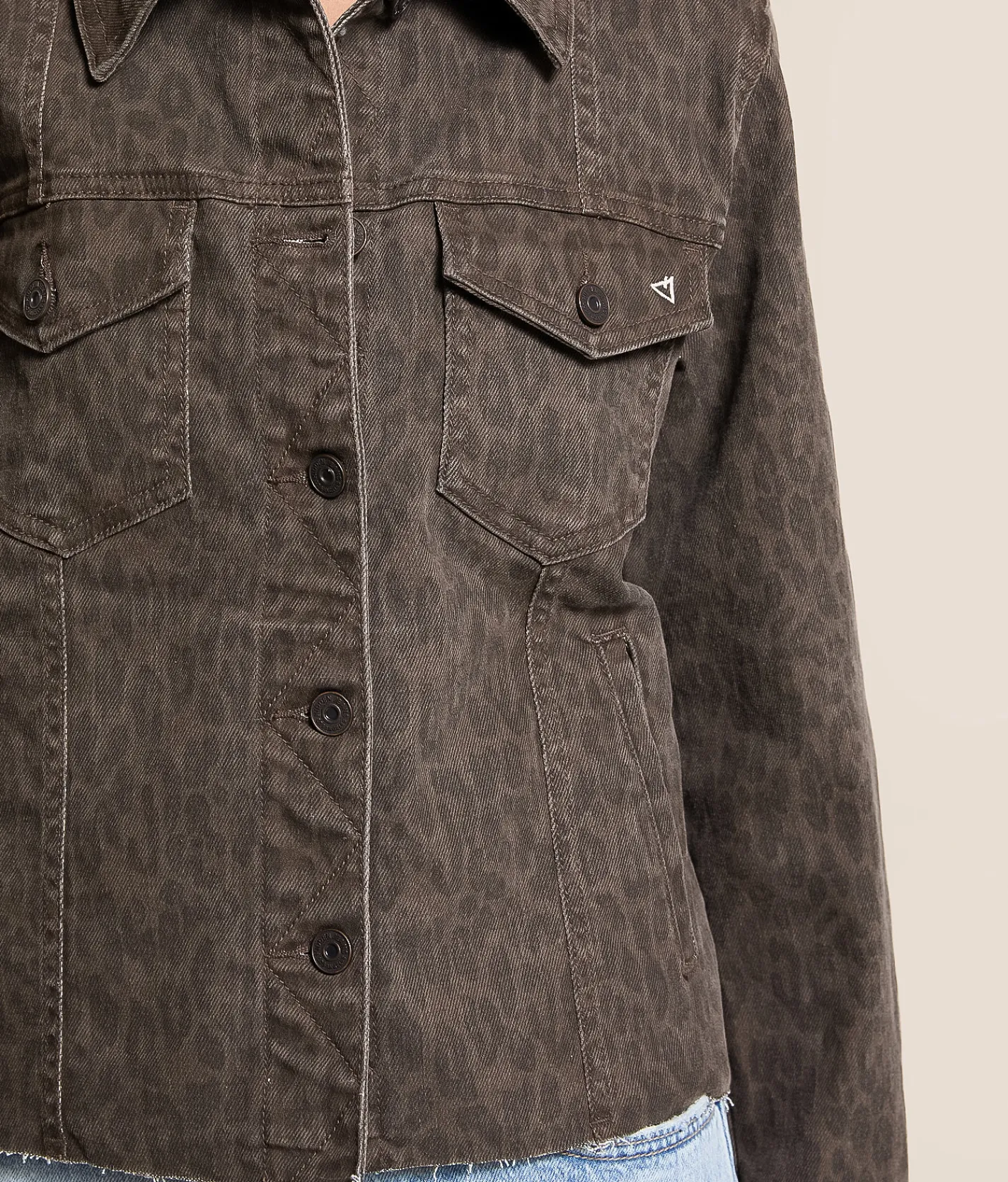 HIDDEN Cheetah Stretch Denim Jacket Dark Cheetah Sale