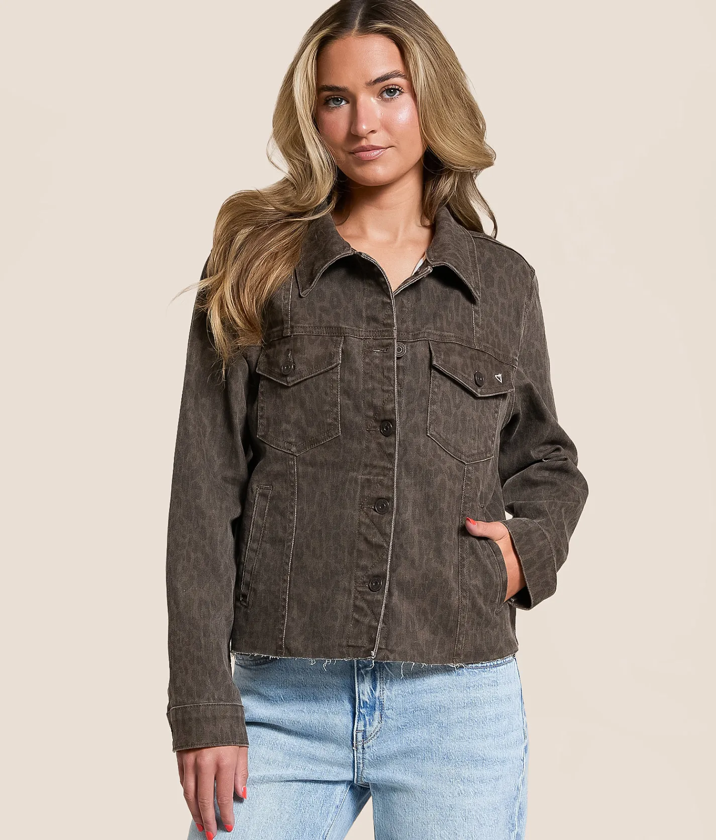 HIDDEN Cheetah Stretch Denim Jacket Dark Cheetah Sale