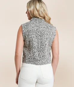 Tops|Coats & Jackets | Vigoss Trucker Denim Vest Cheetah