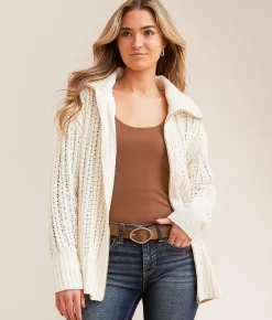 BKE Chenille Cardigan Sweater Cream New