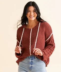 Tops | BKE Chenille Hooded Sweater Apple Butter Peyote