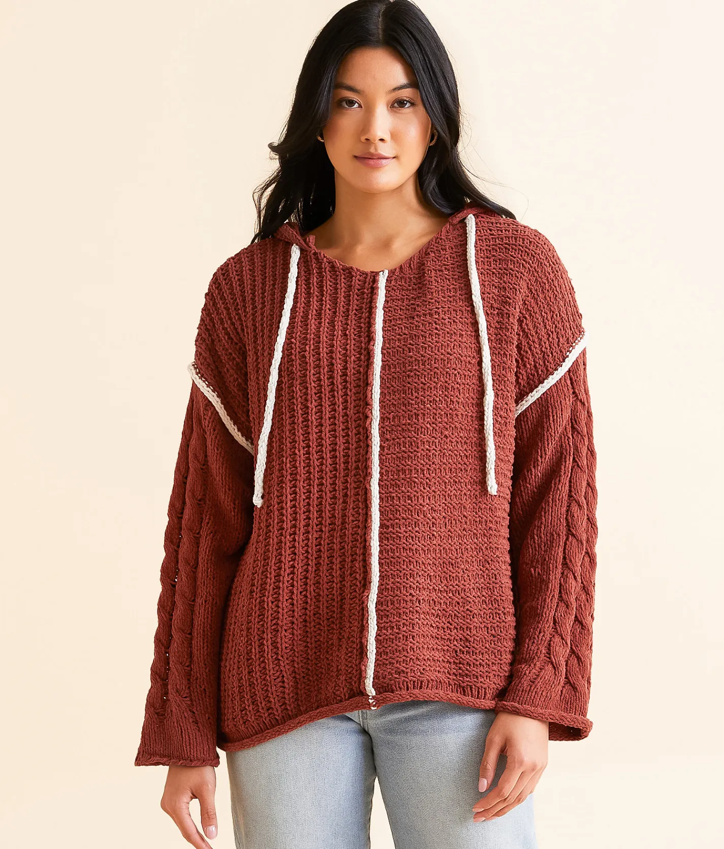 Tops | BKE Chenille Hooded Sweater Apple Butter Peyote
