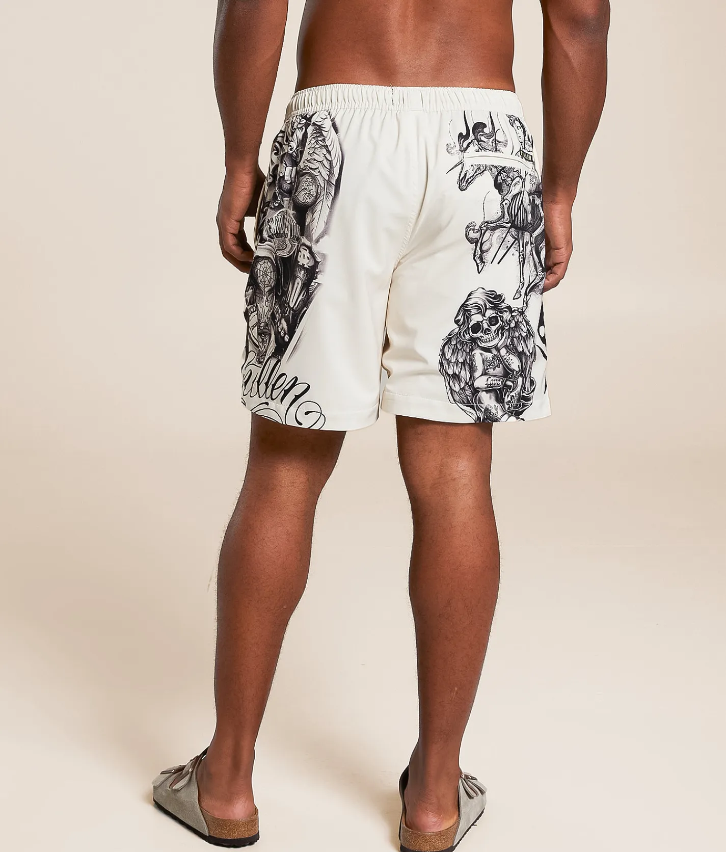 Bottoms|Swimwear | Sullen Cherubs Stretch Swim Trunks Cream
