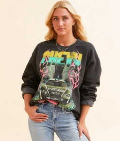 Screen Stars Chevrolet Chevy Racing Pullover Washed Black