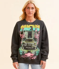 Screen Stars Chevrolet Chevy Racing Pullover Washed Black