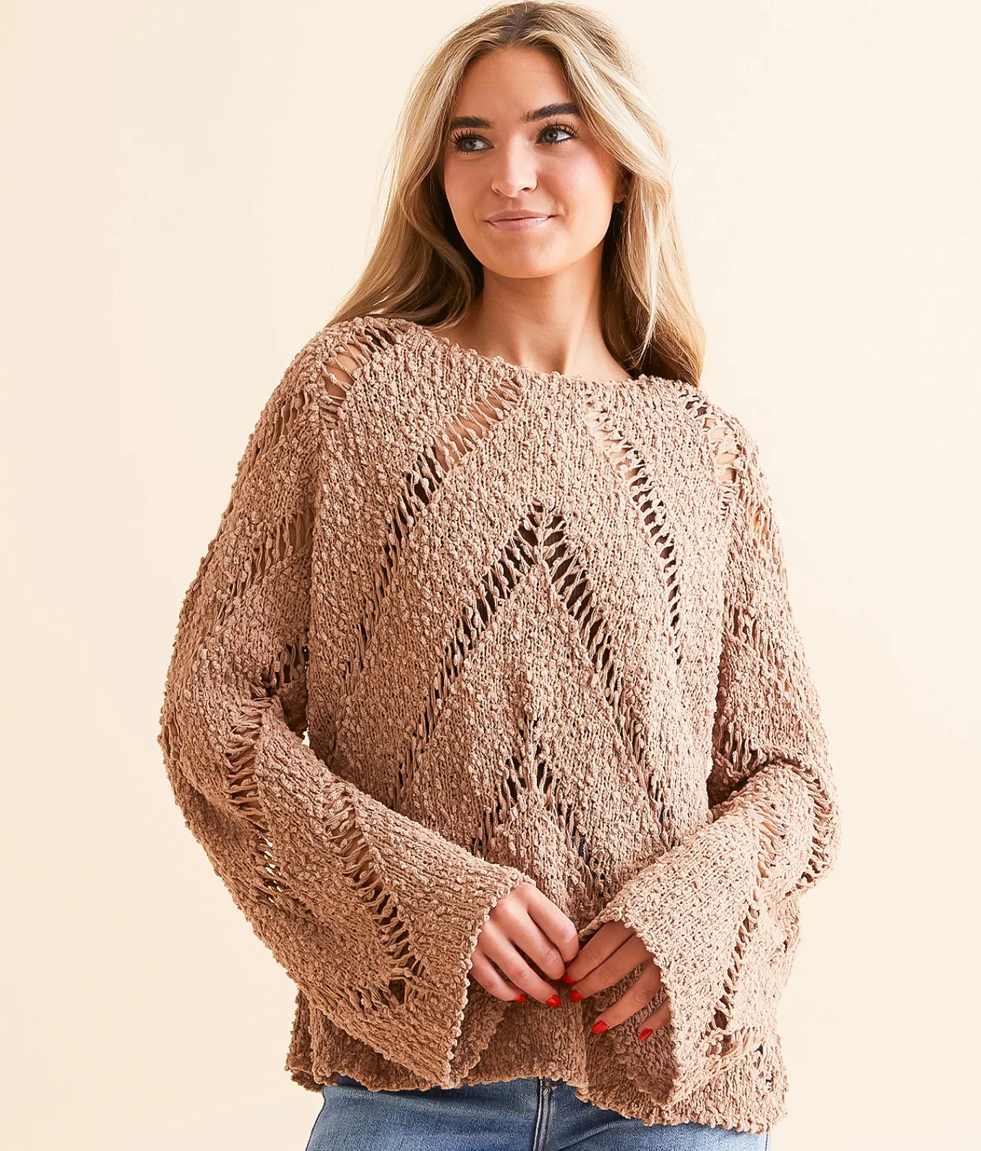 Blue Blush Chevron Nubby Sweater Chanterelle