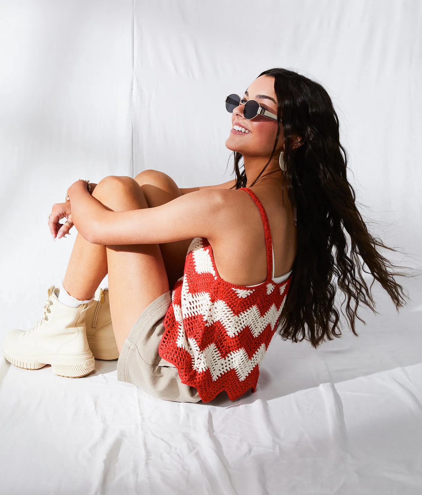 33 Coastal Chevron Sweater Tank Top Red White Chevron