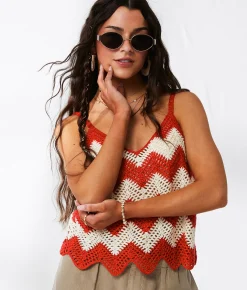 33 Coastal Chevron Sweater Tank Top Red White Chevron
