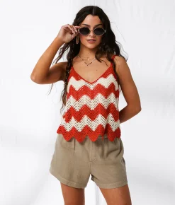 33 Coastal Chevron Sweater Tank Top Red White Chevron