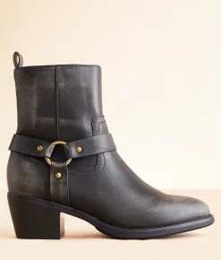 Mia Chiara Moto Ankle Boot Black New