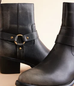 Mia Chiara Moto Ankle Boot Black New