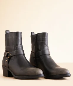 Mia Chiara Moto Ankle Boot Black New