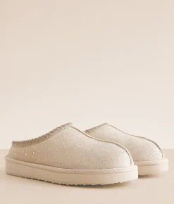 Shoes | Very G Chloe Rhinestone Slipper Cream