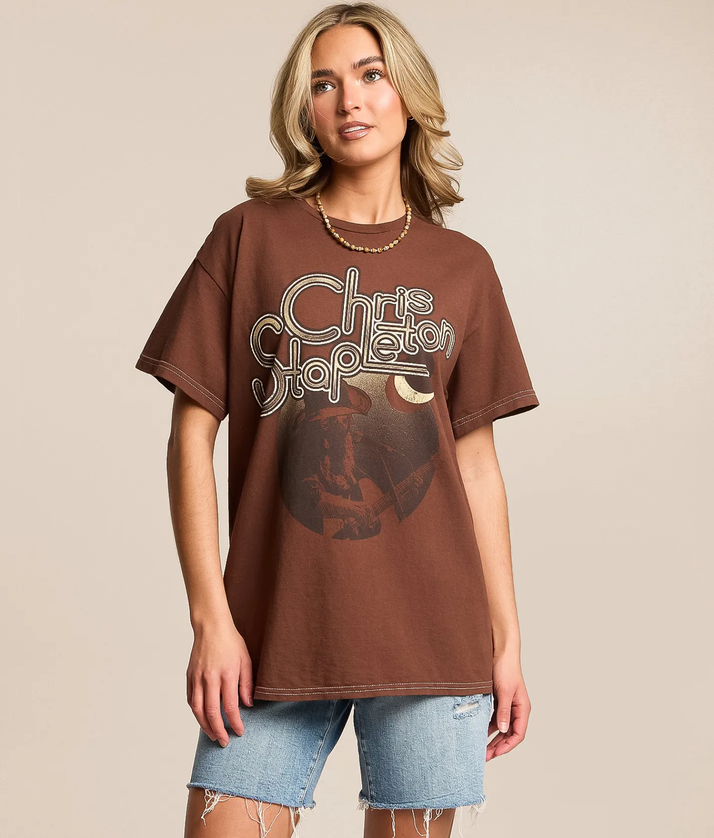 Merch Traffic Chris Stapleton Band T-Shirt Brown Discount