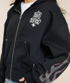 Rock Revival Chrome Flame Hoodie Black Discount