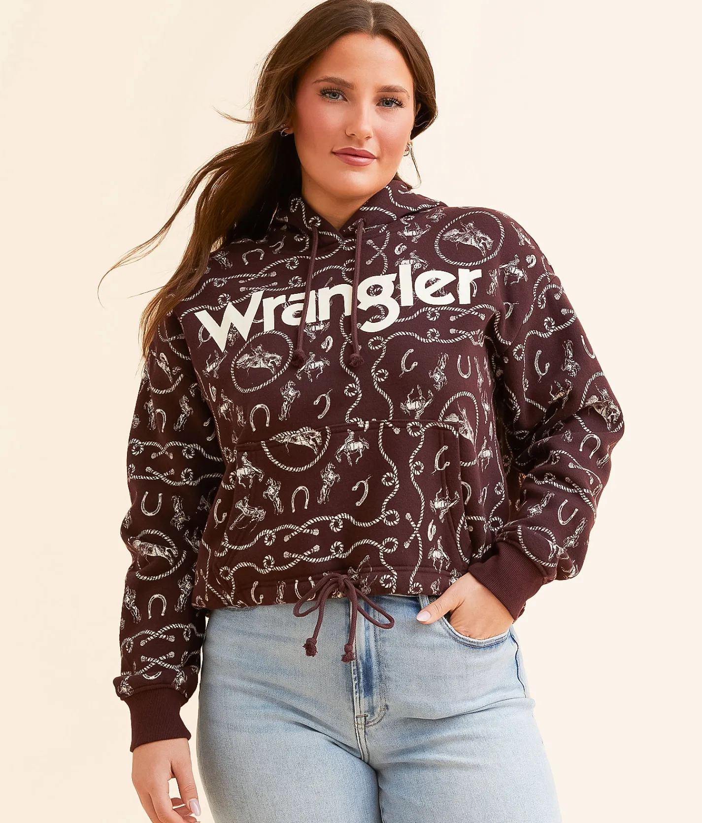 Wrangler® Cinched Western Hooded Sweatshirt Fudge Clearance