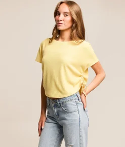Tops | FITZ + EDDI Cinch Tie Cropped Top Pale Banana