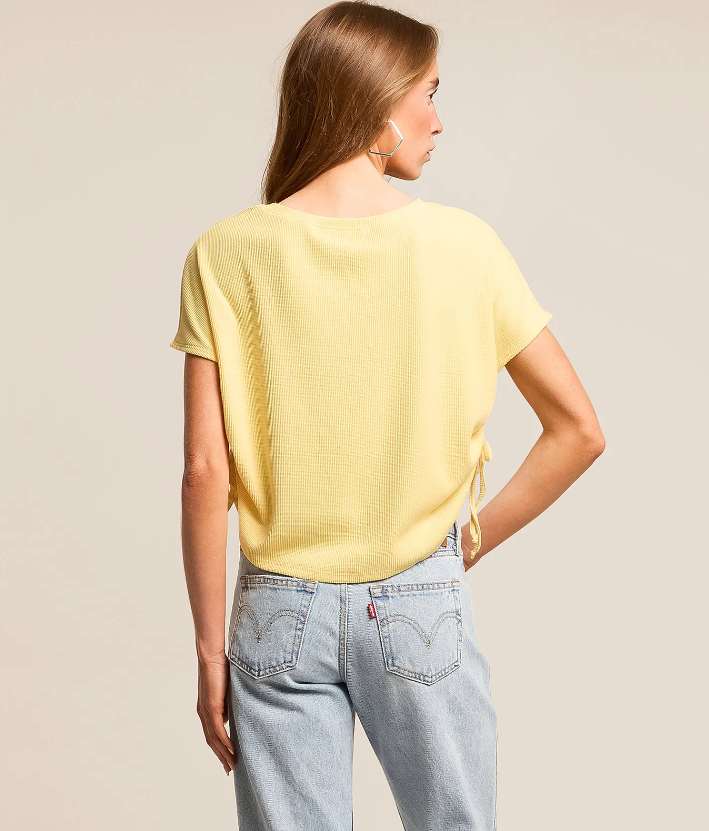 Tops | FITZ + EDDI Cinch Tie Cropped Top Pale Banana