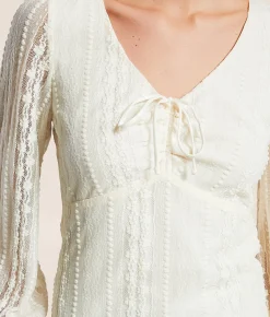Tops | Willow & Root Cinch Tie Lace Top Cream