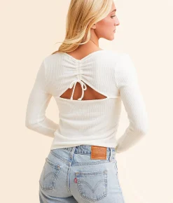 Tops | FITZ + EDDI Cinch Tie Open Back Top Cream