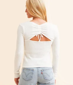 Tops | FITZ + EDDI Cinch Tie Open Back Top Cream