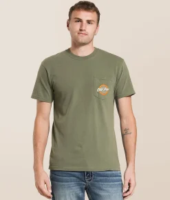 Tops|Graphic T-Shirts | Old Row Circle Logo T-Shirt Moss