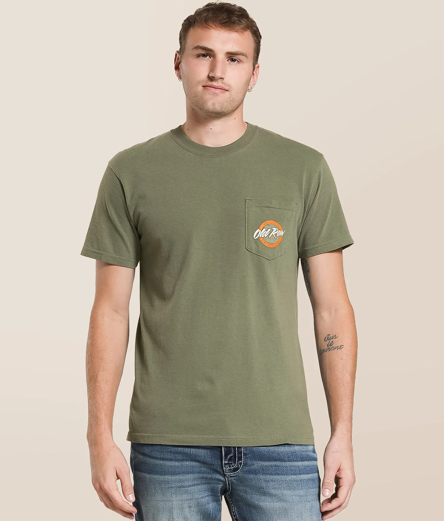 Tops|Graphic T-Shirts | Old Row Circle Logo T-Shirt Moss