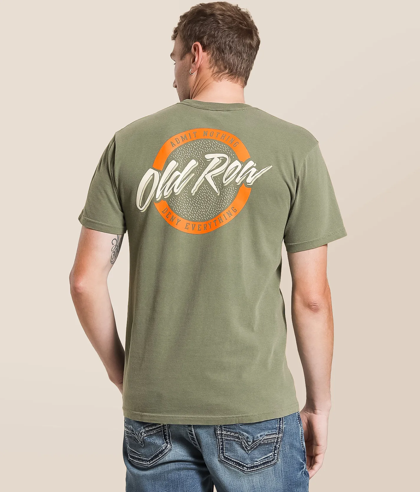 Tops|Graphic T-Shirts | Old Row Circle Logo T-Shirt Moss