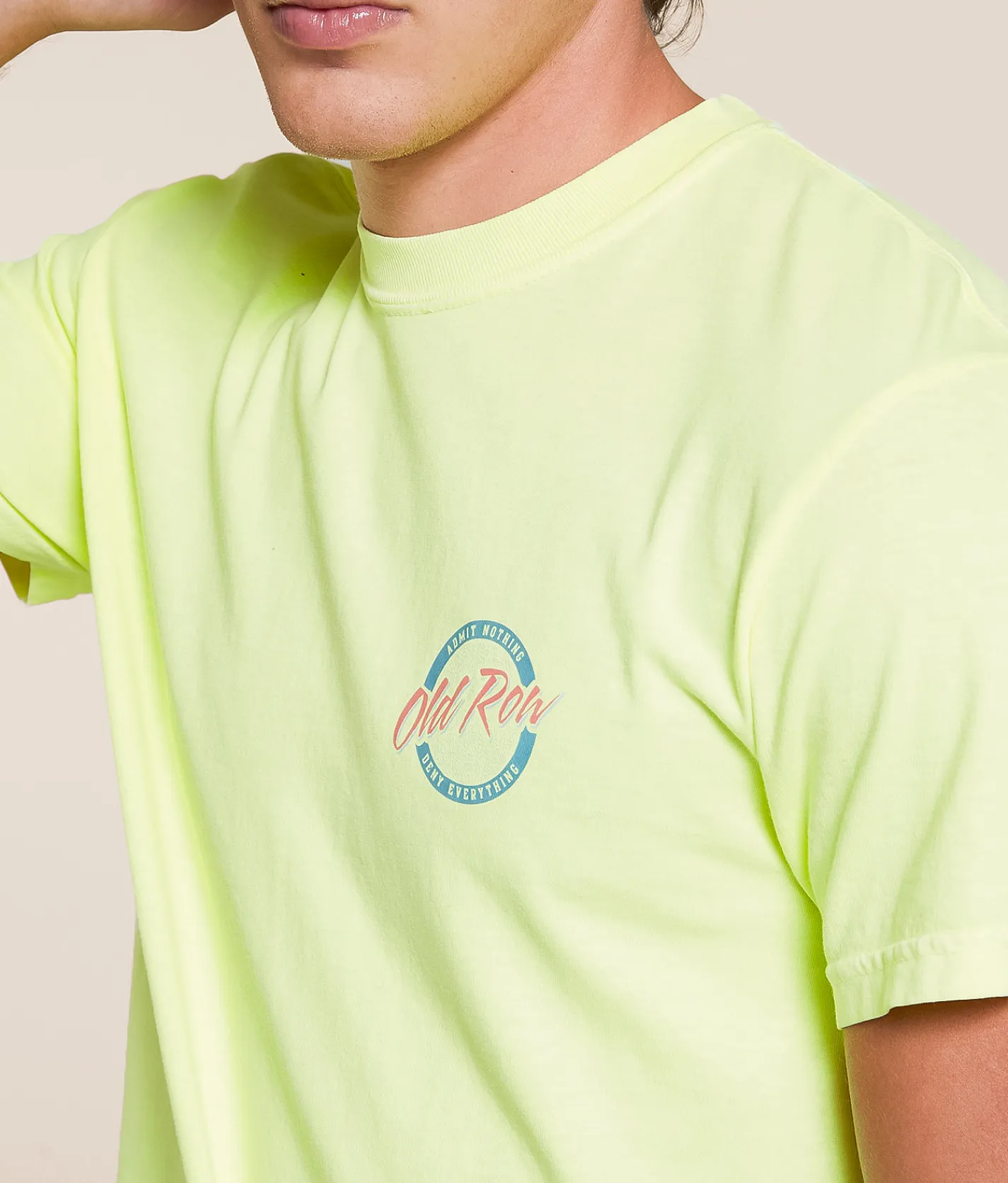 Tops|Graphic T-Shirts | Old Row Circle Logo T-Shirt Neon Lemon
