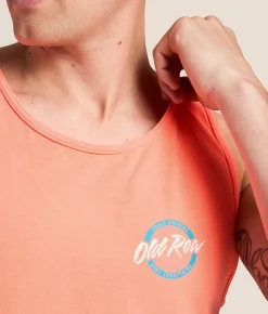 Old Row Circle Tank Top Neon Red Orange New