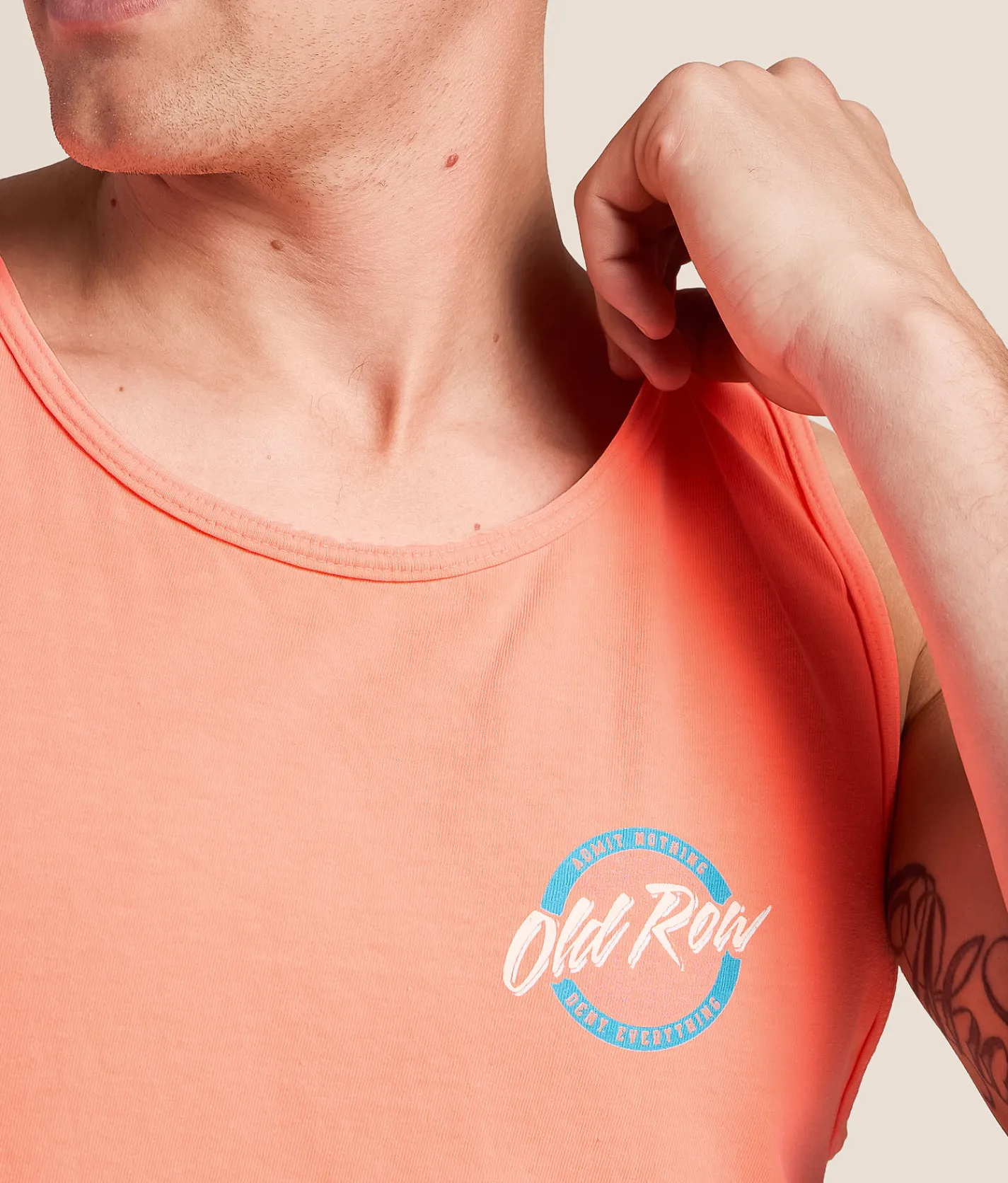 Old Row Circle Tank Top Neon Red Orange New
