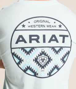 Tops|Graphic T-Shirts | Ariat Circle Wave T-Shirt Wan Blue