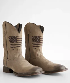 Ariat Circuit Patriot Leather Cowboy Boot Burned Grey Roughout Clearance