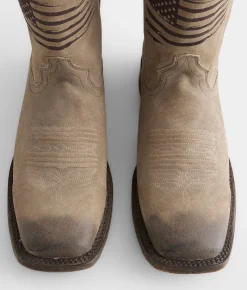 Ariat Circuit Patriot Leather Cowboy Boot Burned Grey Roughout Clearance