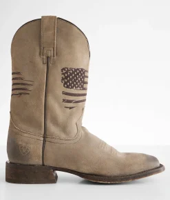 Ariat Circuit Patriot Leather Cowboy Boot Burned Grey Roughout Clearance