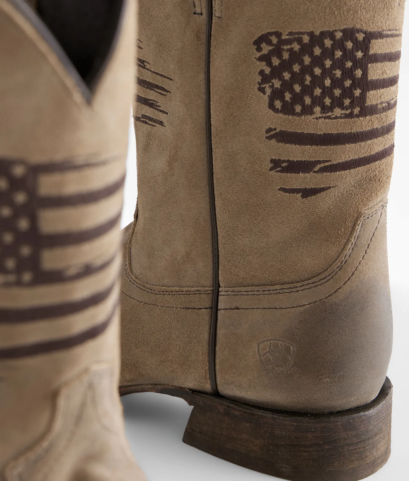 Ariat Circuit Patriot Leather Cowboy Boot Burned Grey Roughout Clearance