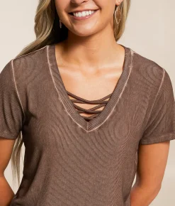 White Crow Clare Lace-Up Top Peppercorn Discount