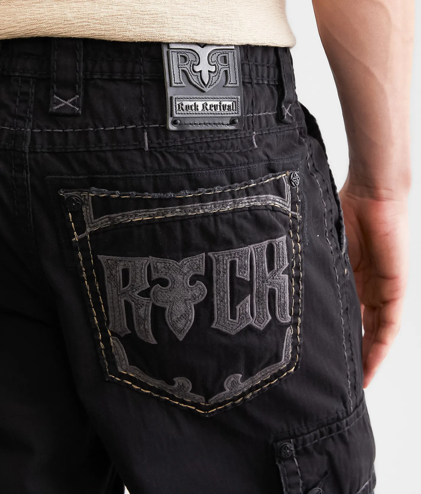 Bottoms|Shorts | Rock Revival Classic Cargo Stretch Short Black