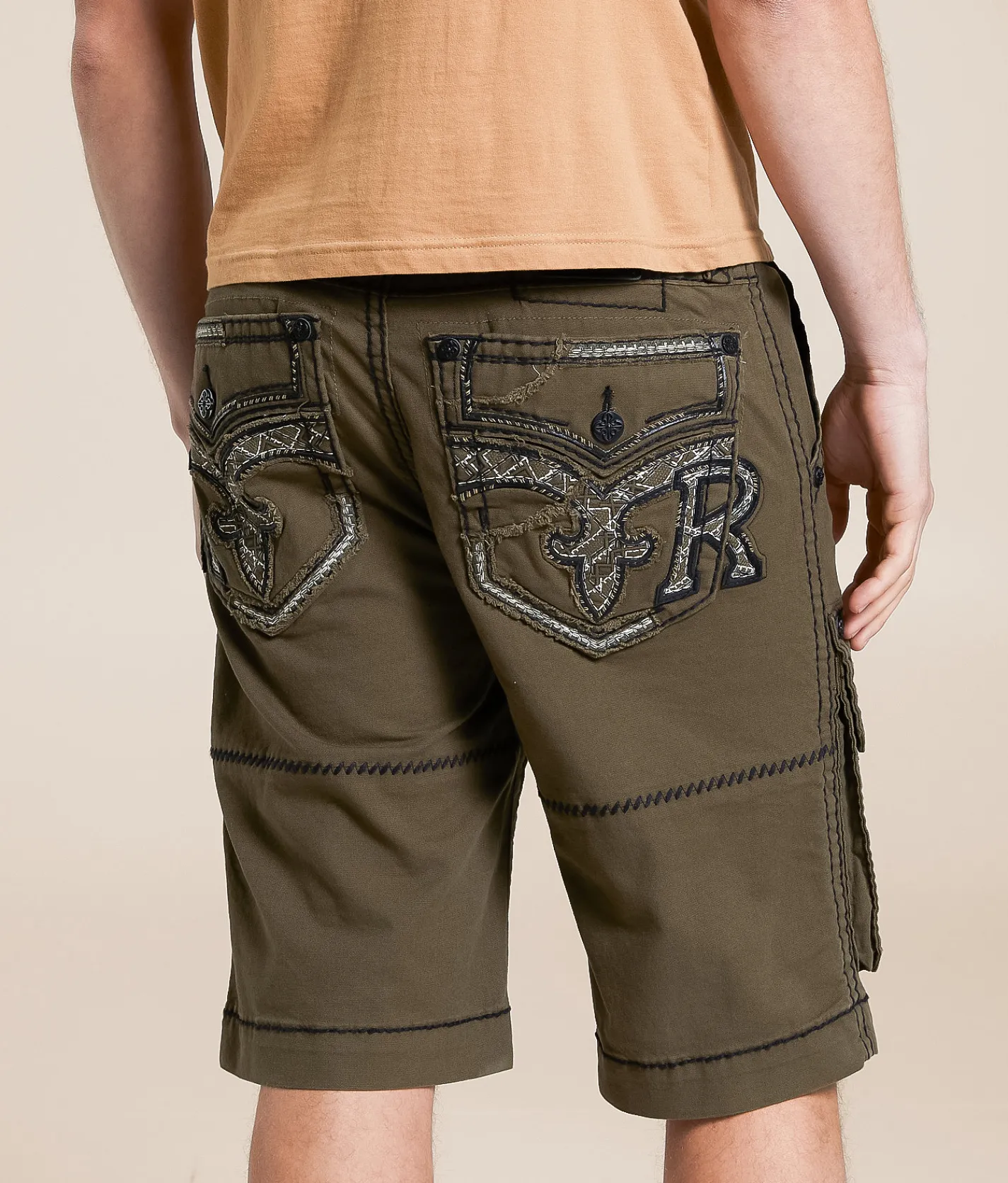 Bottoms | Rock Revival Classic Cargo Stretch Short Olive Green