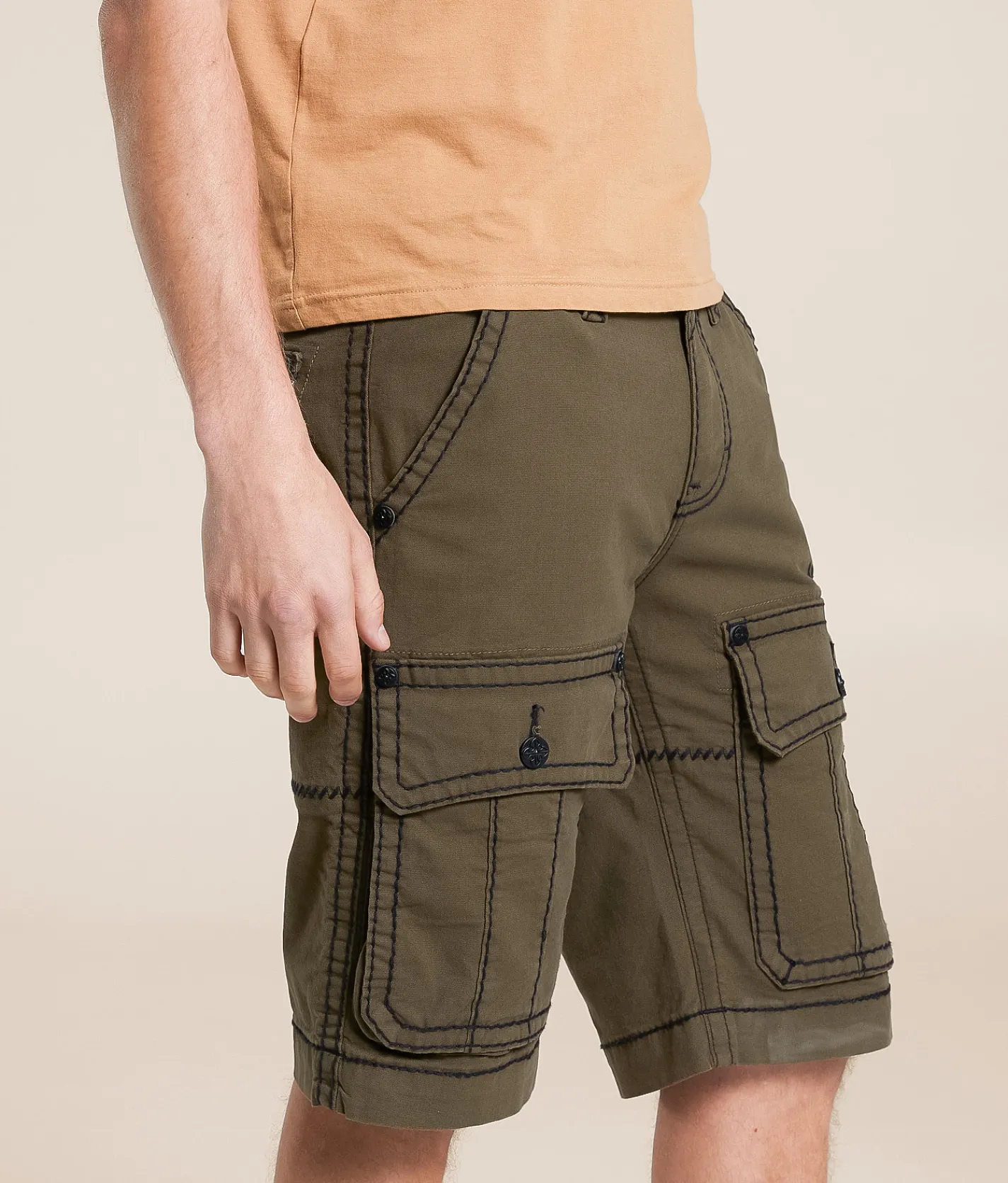 Bottoms | Rock Revival Classic Cargo Stretch Short Olive Green
