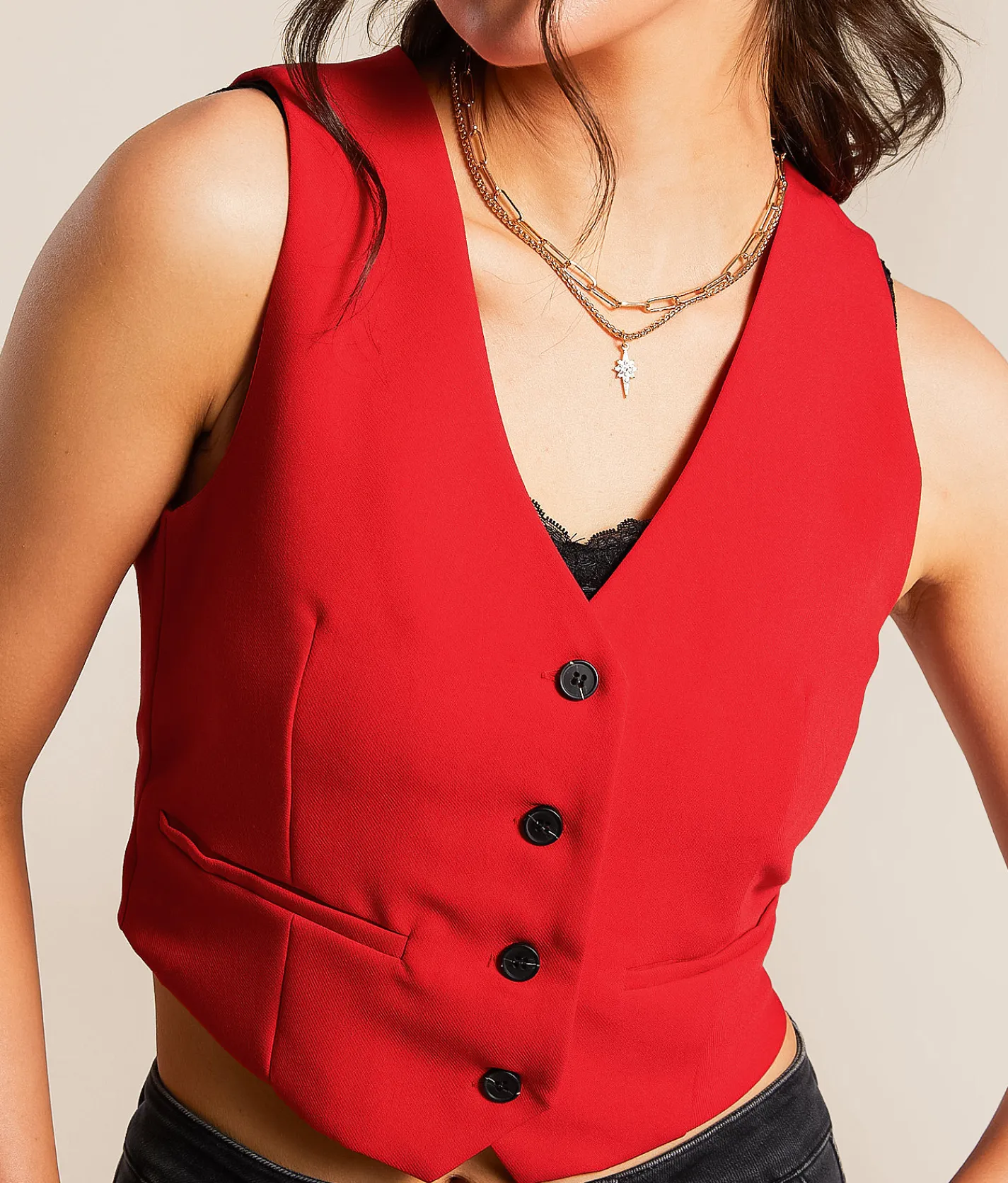 Double Zero Classic Cropped Vest Sage Green Best