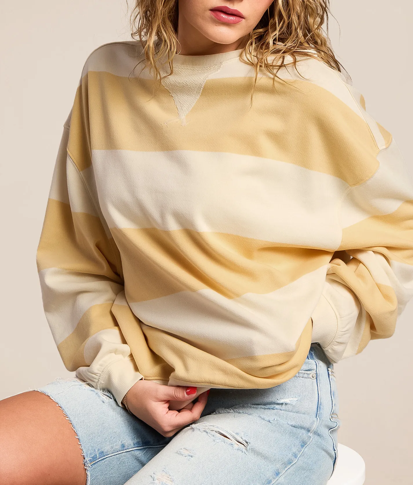 Tops | Free People Classic Stripe Pullover Periwinkle