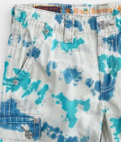 Rock Revival Classic Tie-Dye Cargo Short Blue Tie Dye Clearance