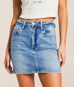 Bottoms | VERVET by Flying Monkey Claudia Denim Stretch Mini Skirt Daringly