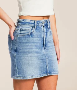 Bottoms | VERVET by Flying Monkey Claudia Denim Stretch Mini Skirt Daringly