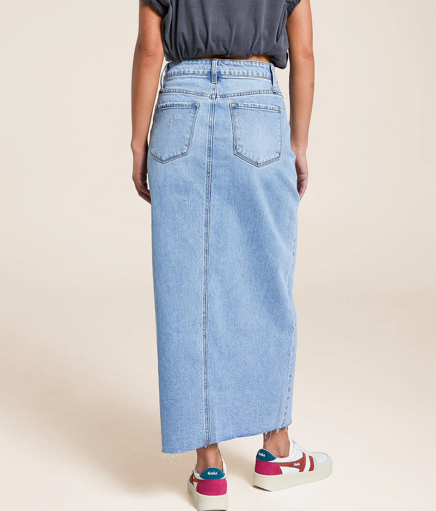 Bottoms | VERVET by Flying Monkey Claudia High Rise Midi Denim Skirt Verve