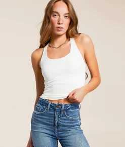 Free People Clean Lines Racerback Tank Top Green