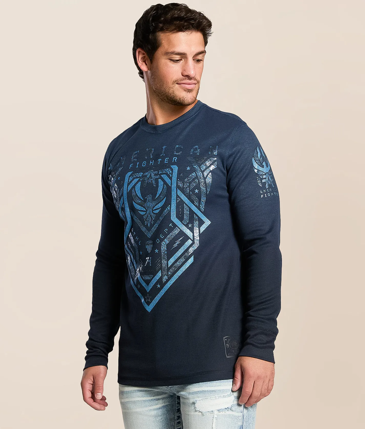Tops|Graphic T-Shirts | American Fighter Cloverport Thermal Sailor Blue