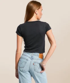 Affliction Club Chapter Baby Cropped T-Shirt Black Lava Wash Best