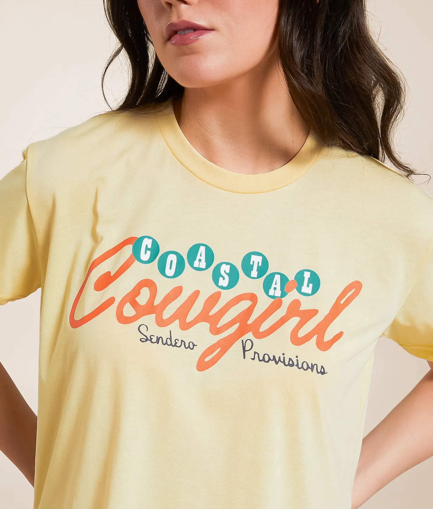 Sendero Provisions Co. Coastal Cowgirl Cropped T-Shirt Cream Sale